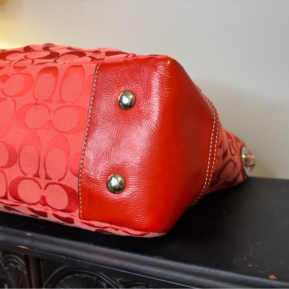 Coach Red Signature Jacquard Tote Bag 2009 EUC - Picture 6 of 9